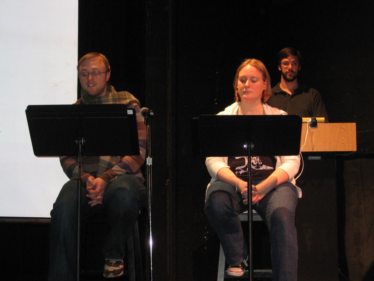 James Hodges, Laura Lampert and Daniel Brandt in the 2009 'Letters from the Front'. Photo by Dr. Tim Westcott