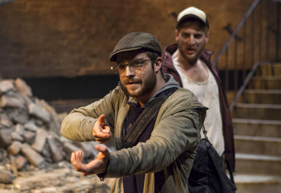 Tom Palmer as Vladimir and Tom Stourton as Estragon. Photo courtesy Arcola Theatre