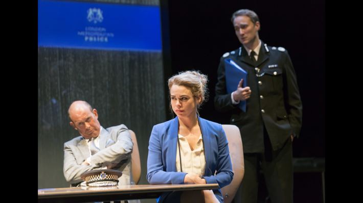L to R: Andrew Woodall, Billie Piper, and Oliver Chris. Photo by Johan Persson