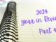 White spiral notebook on white table. Text reads '2024 Year in Review Part 4'
