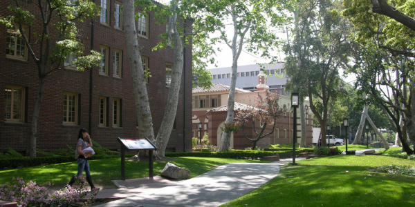 outside with buildings to the left and in front - USC