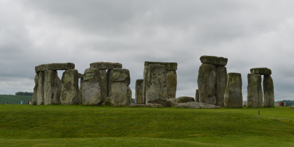 a photo of Stonehenge: several stones in a circle.
