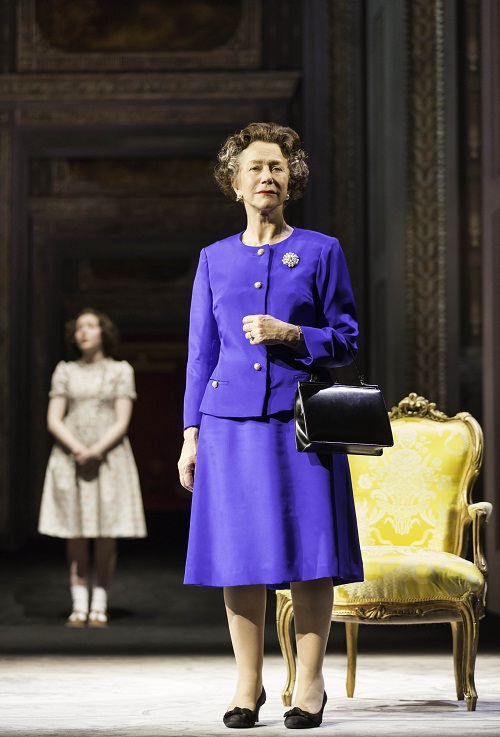 Bebe Cave as Young Elizabeth and Helen Mirren as Queen Elizabeth II. Photo by Johan Persson, courtesy National Theatre
